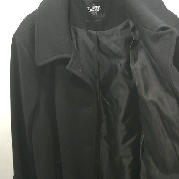 Tower by London Fog Black Classic Winter Snow Wool Blend Peacoat Size 2X | XXL - Picture 5 of 7